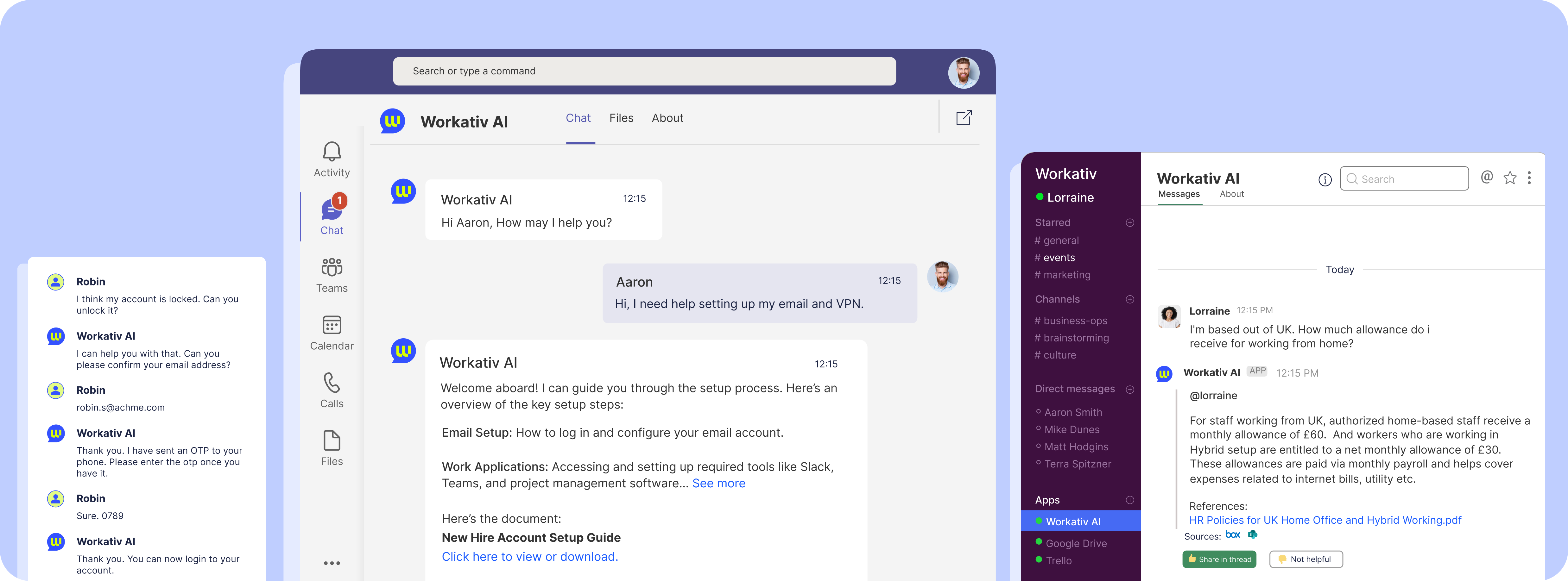 Unified AI-Powered Support Across Teams,</br> Slack and Chat Widget