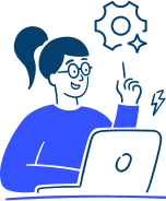 Employee with laptop configuring settings